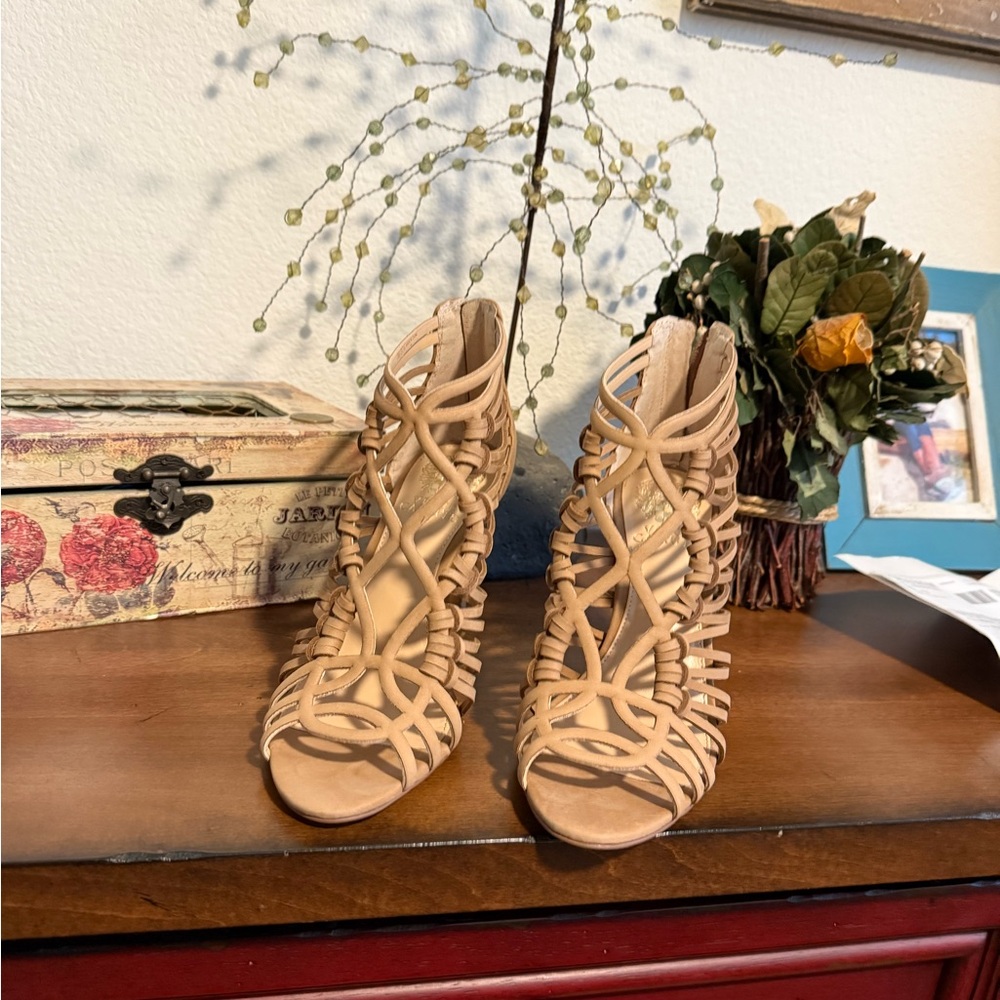 Vince Camuto Tan Strappy Heels